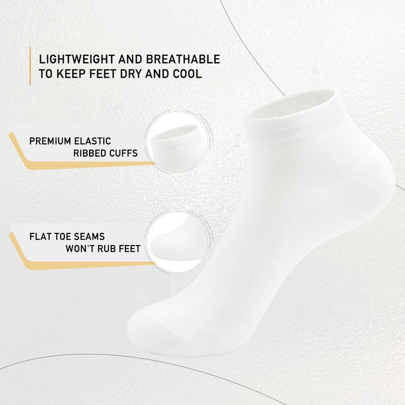 SERISIMPLE Women Viscose Bamboo Ankle Socks Low Cut Thin Sock Lightweight Pastal Color Soft Sock 5 Pairs(White, Medium) - Image 2